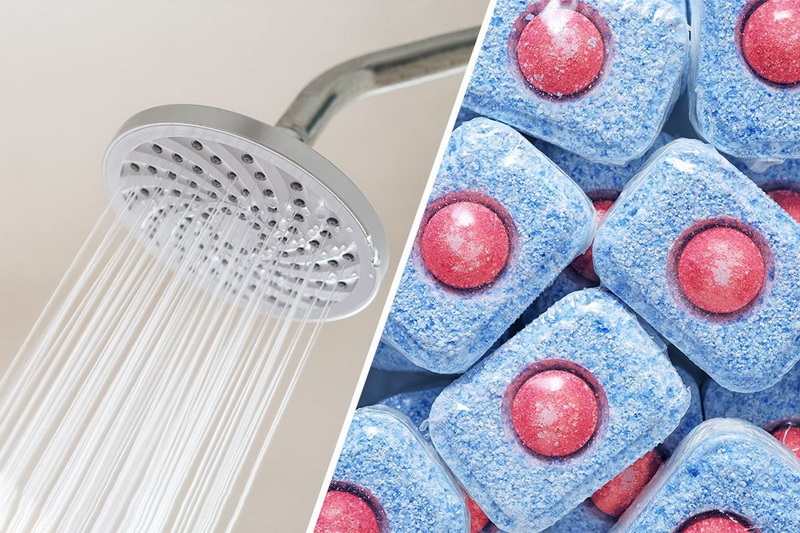 Wie reinigt man die Dusche mit Sp&uuml;lmaschinenkapseln?